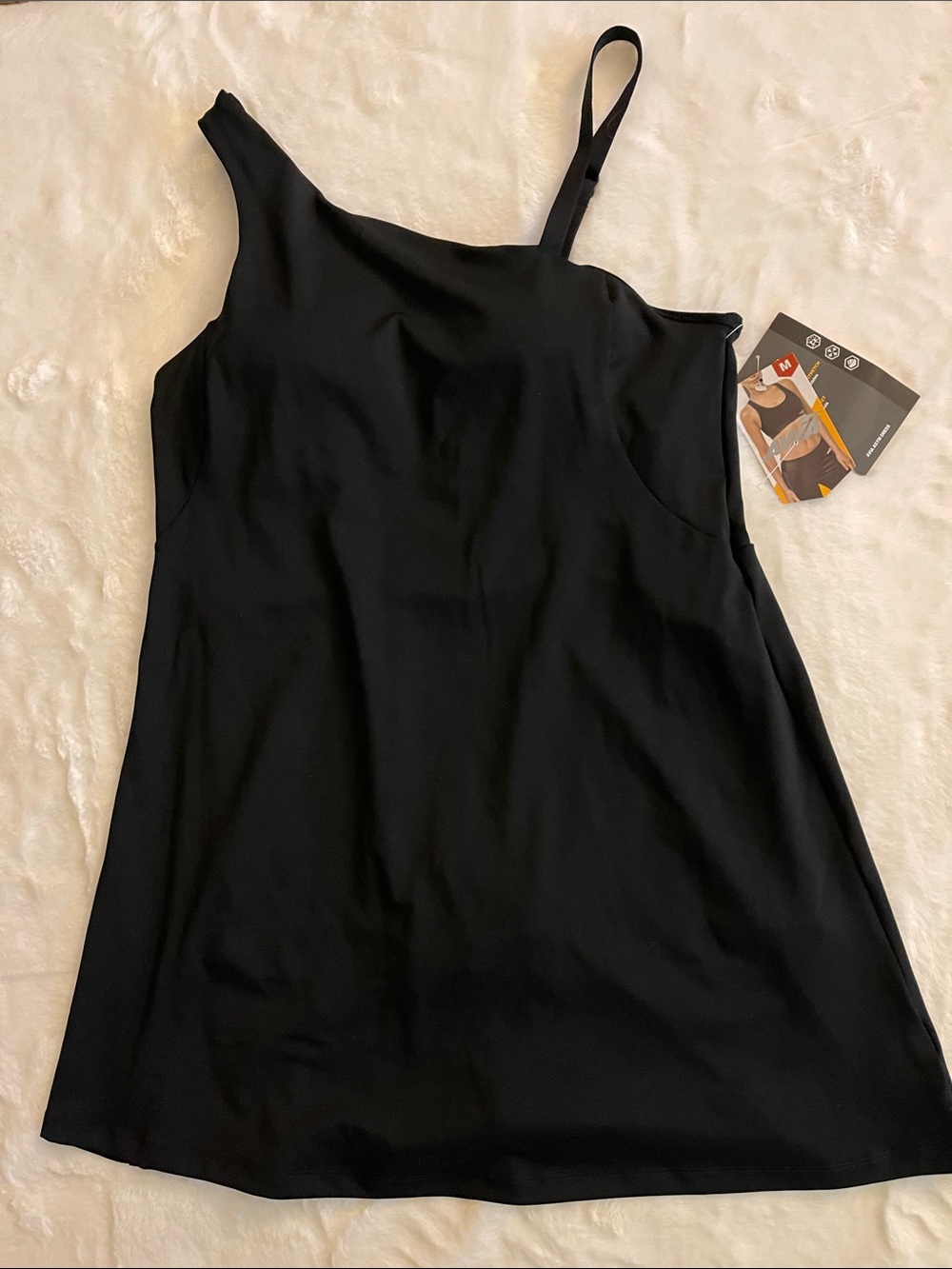 Avia  Women’s Black One-Shoulder Activewear Dress SZ M  8-10